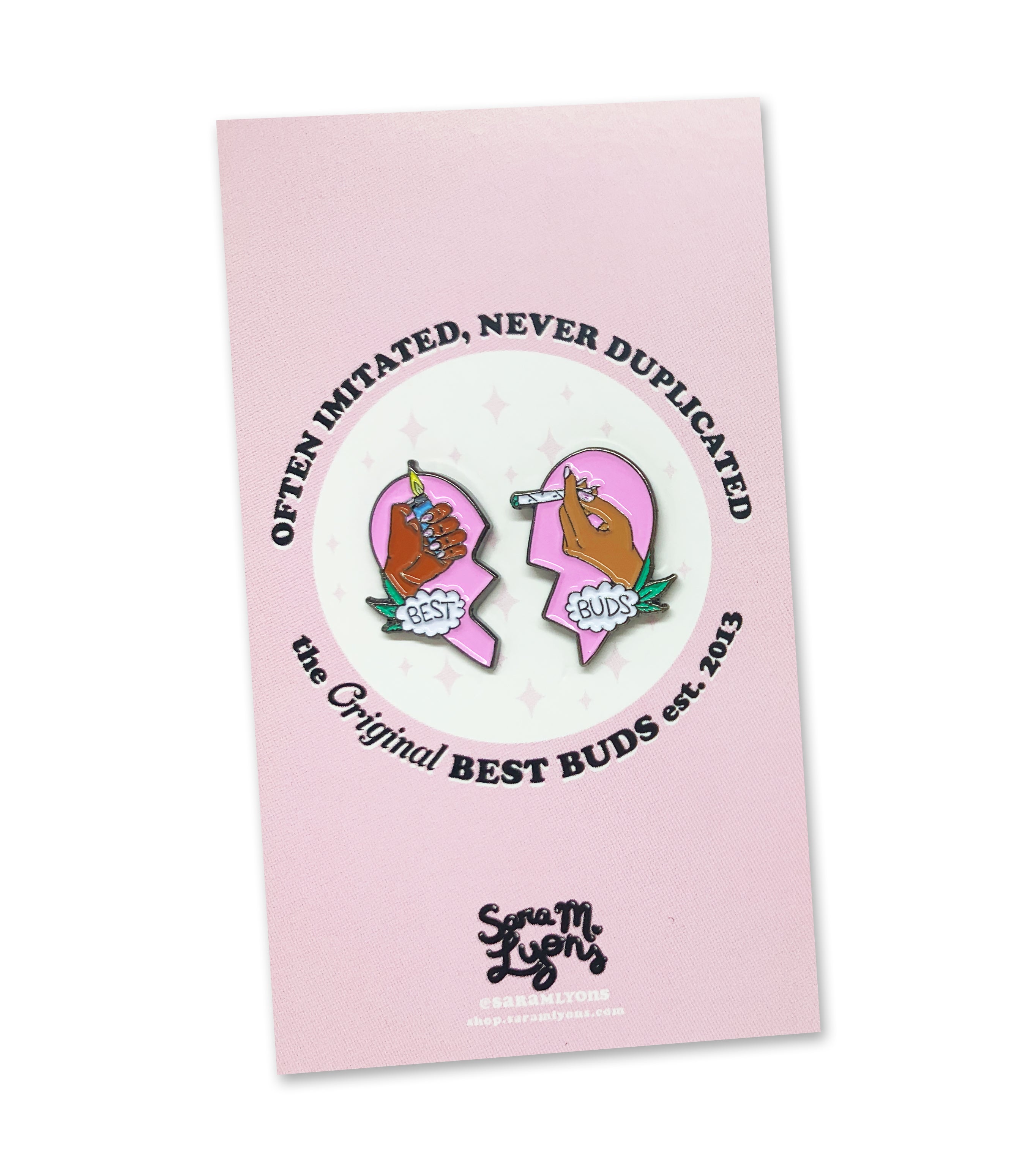 BEST BUDS enamel pin set - PINK & BROWN