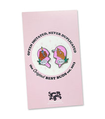 BEST BUDS enamel pin set - PINK & BROWN