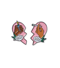 BEST BUDS enamel pin set - PINK & BROWN