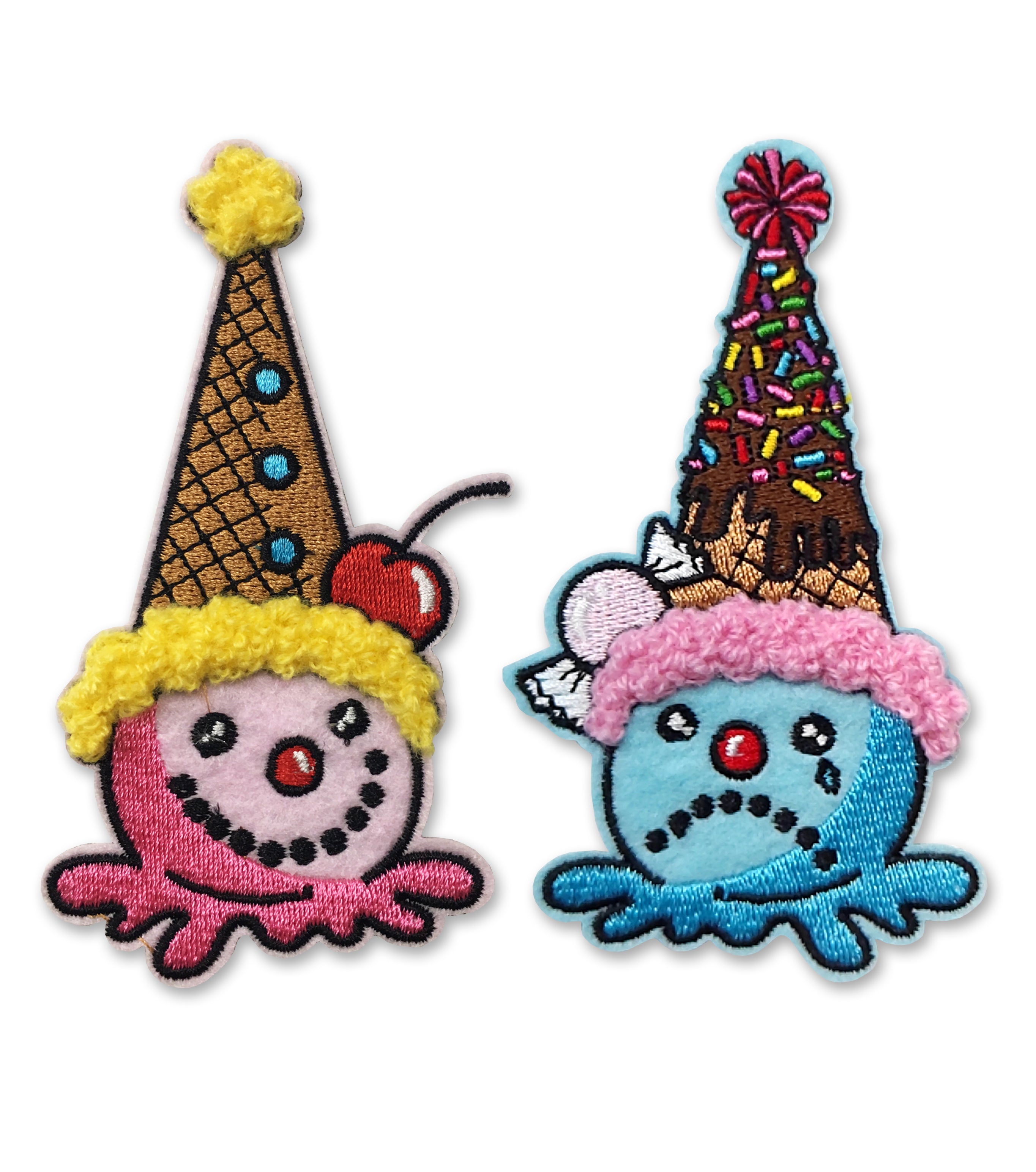 CLOWN CONE iron-on patch pair