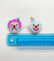 CUTE CLOWNS acetate hair clip pair