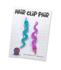 MINI MAGIC SNAKES acetate hair clip pair