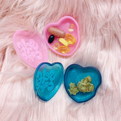 SELF CARE pink heart-shaped stash box