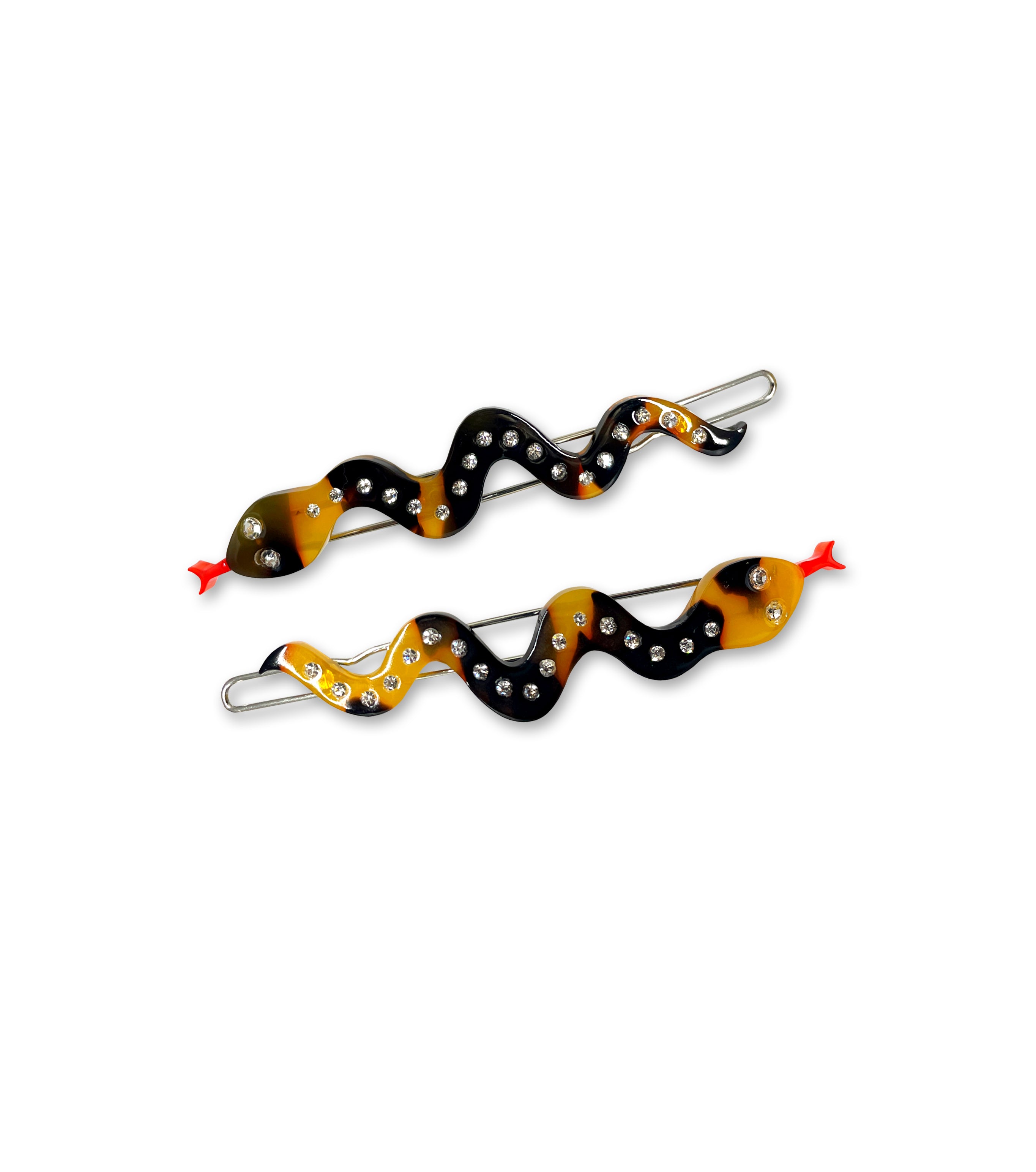 NATURAL MINI MAGIC SNAKES acetate hair clip pair