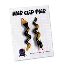 NATURAL MINI MAGIC SNAKES acetate hair clip pair