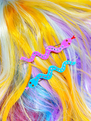 MINI MAGIC SNAKES acetate hair clip pair