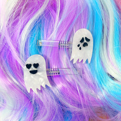 HAPPY & SAD GHOSTS acetate hair clip pair