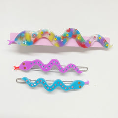 MINI MAGIC SNAKES acetate hair clip pair