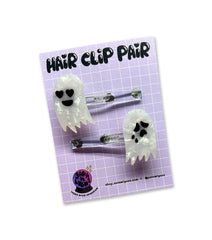 HAPPY & SAD GHOSTS acetate hair clip pair