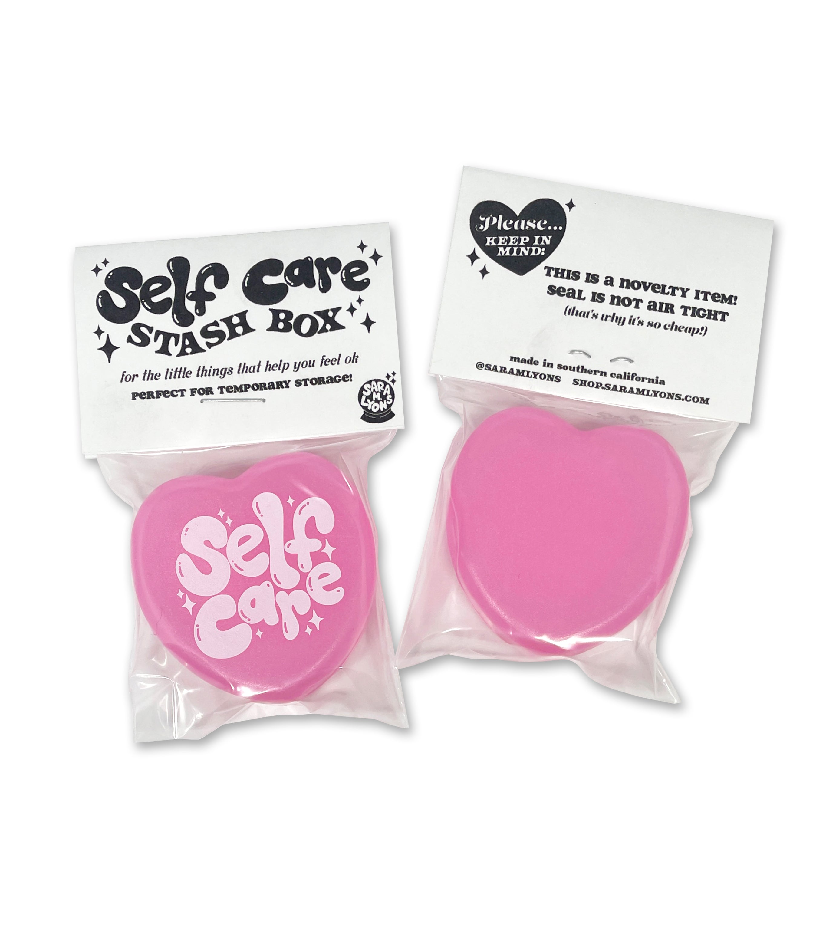 SELF CARE pink heart-shaped stash box